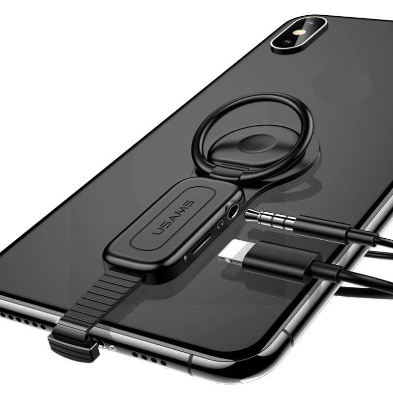 USAMS US-SJ275 AU06 2A геймпад 3,5 мм аудиоадаптер для Lightning кольцевого держателя зарядного устройства 2 в 1