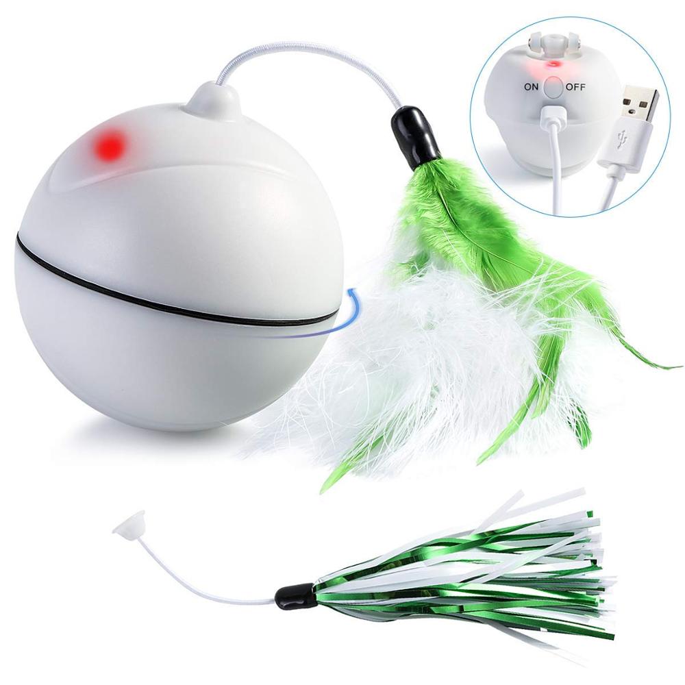 Electric laser toy cat LED rollcat toy glow ball feather ball toy