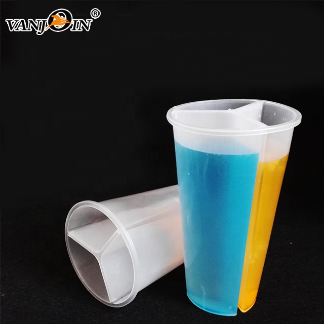Горячая продажа полупрозрачная одноразовая Тройная PP Share Cup Split Cup