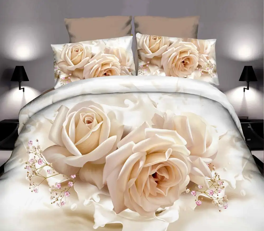 3D flower printed 100% polyester bedding set, duvet cover set