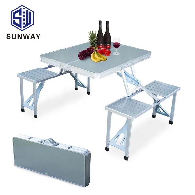 Modern Foldable Aluminum Outdoor Folding Bbq Camping Table And Chair Sets