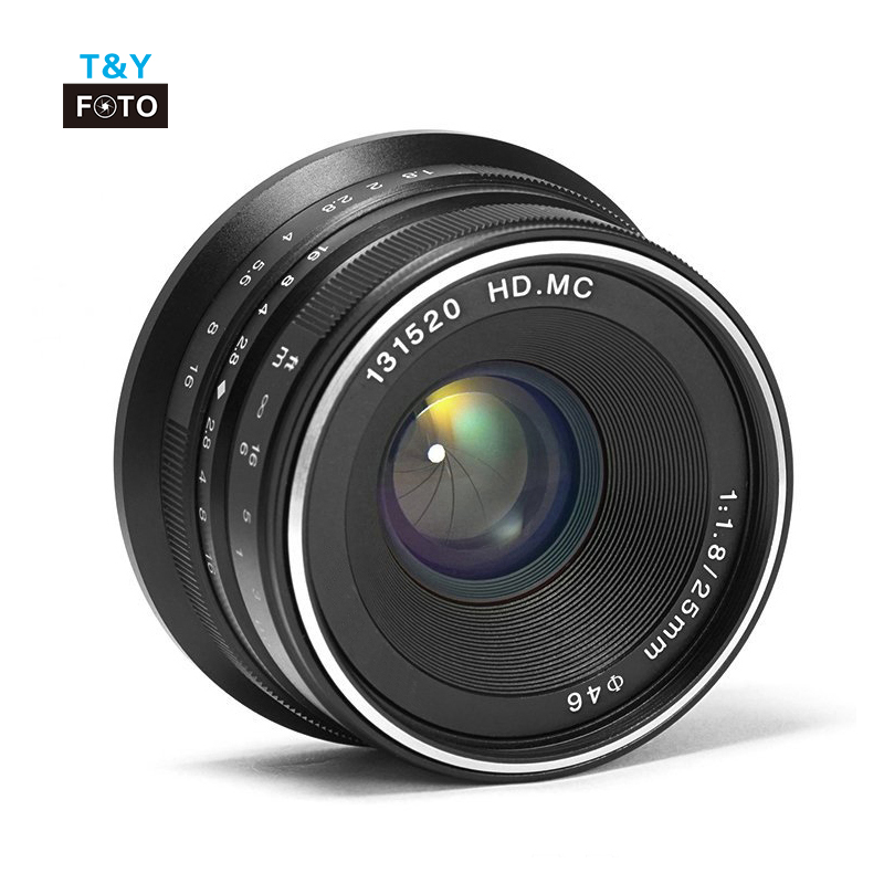 Tianya оптовая продажа 25 мм F1.8 Большая диафрагма ручной фокус микро dslr фото Объективы Оптические для sony e-mount canon