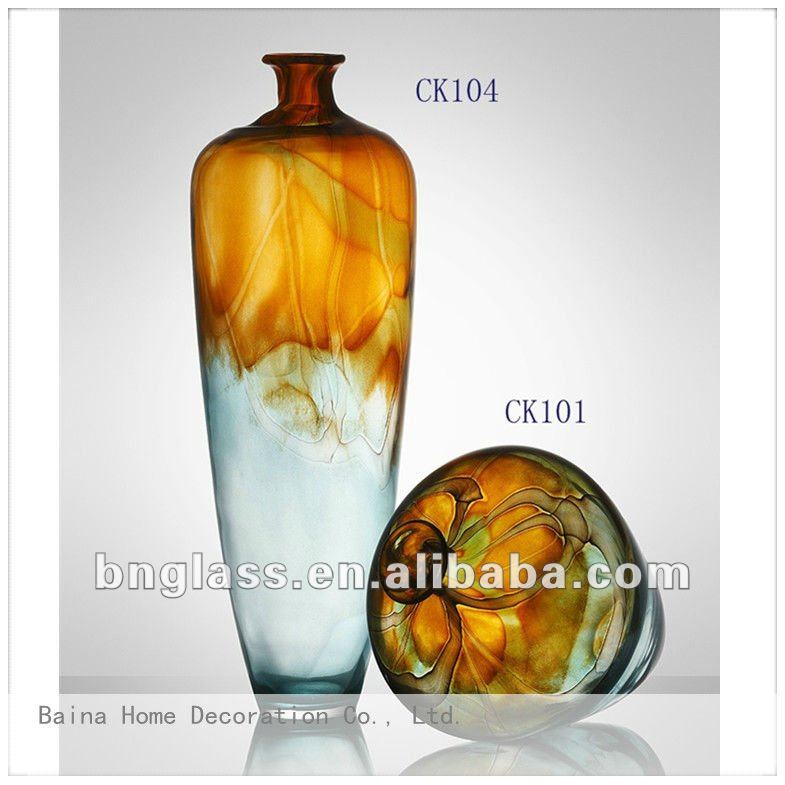 Christmas Decor Hand-made Colored Glass Flower Vases