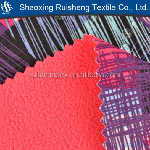 Shaoxing factory made stretch fabric bonded TPU film bonded polar fleece softshell