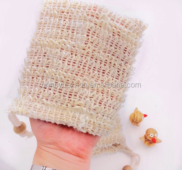 NBYZ free sample available sisal mesh soap bag with drawstring