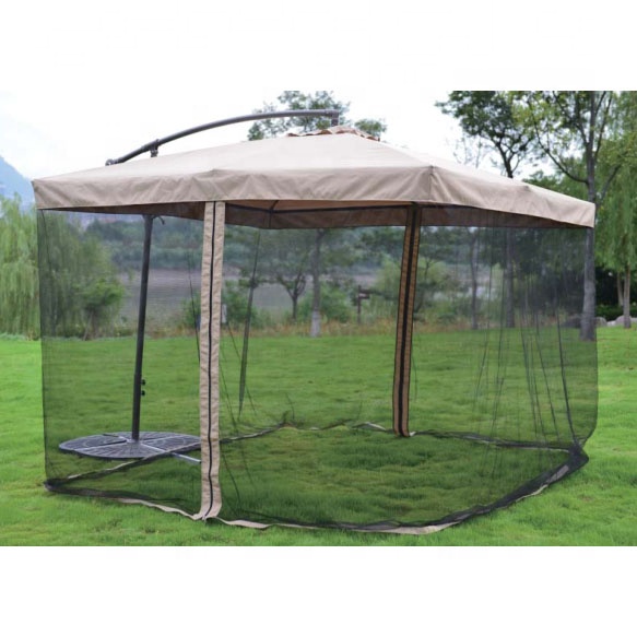 Outdoor 2.5x2.5m umbrella with mosquito net garden yard umbrella parasol mobile sun room