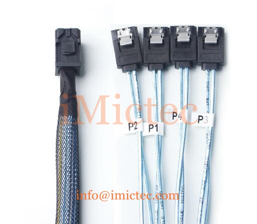 Внутренний HD Mini SAS (SFF-8643) для 4 SATA 7pin хоста с разрывным кабелем 0,5 м3, 3 фута 1 м