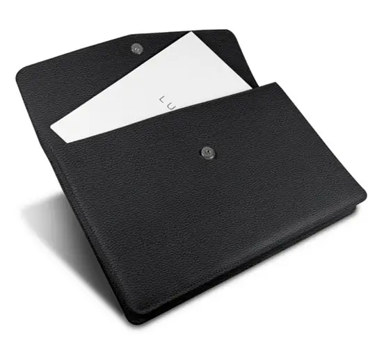 Car Document Papers Organizer Bag Magnetic Clasp Closure Black Natural Leather Business Portfolio Case