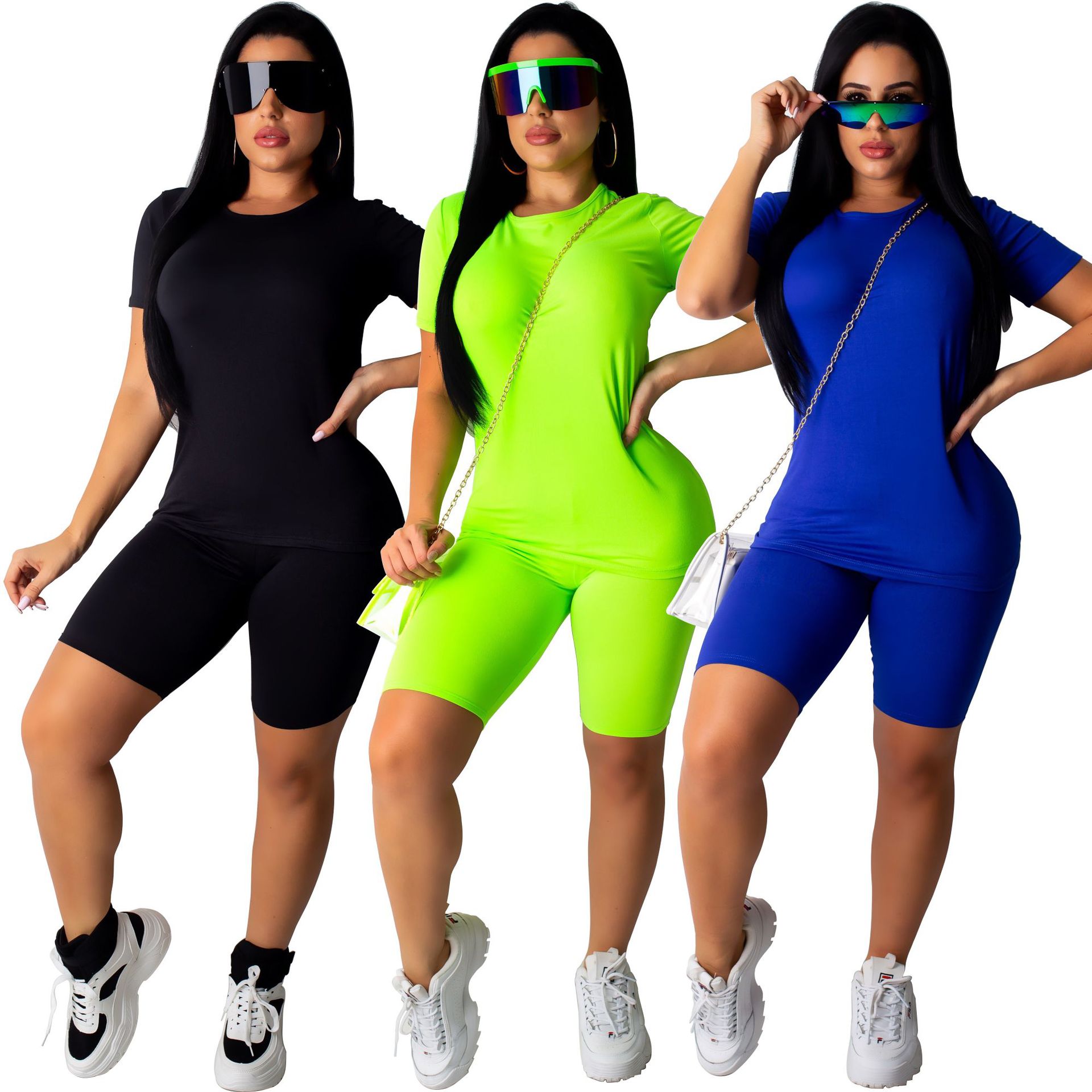 Одноцветное для женщин из двух частей наряды мода Bodycon спортивный костюм комплект из двух предметов женская одежда