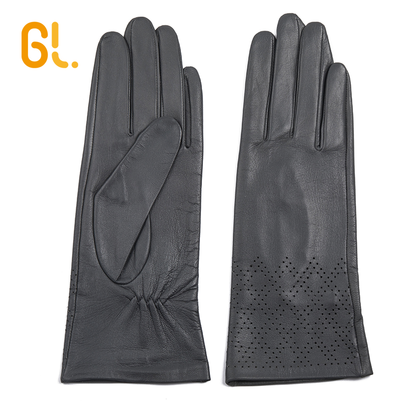 Ladies Grey Unlined No lining Dress Genuine Sheepskin Thin Leather Gloves