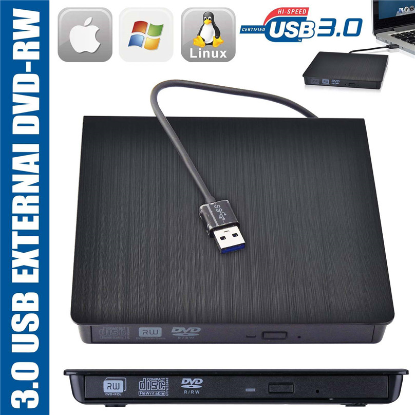 Портативный ультра тонкий внешний USB 3,0 DVD RW DVD-RW CD-RW CD Писатель Привод горелки ридер плеер для ноутбука ПК
