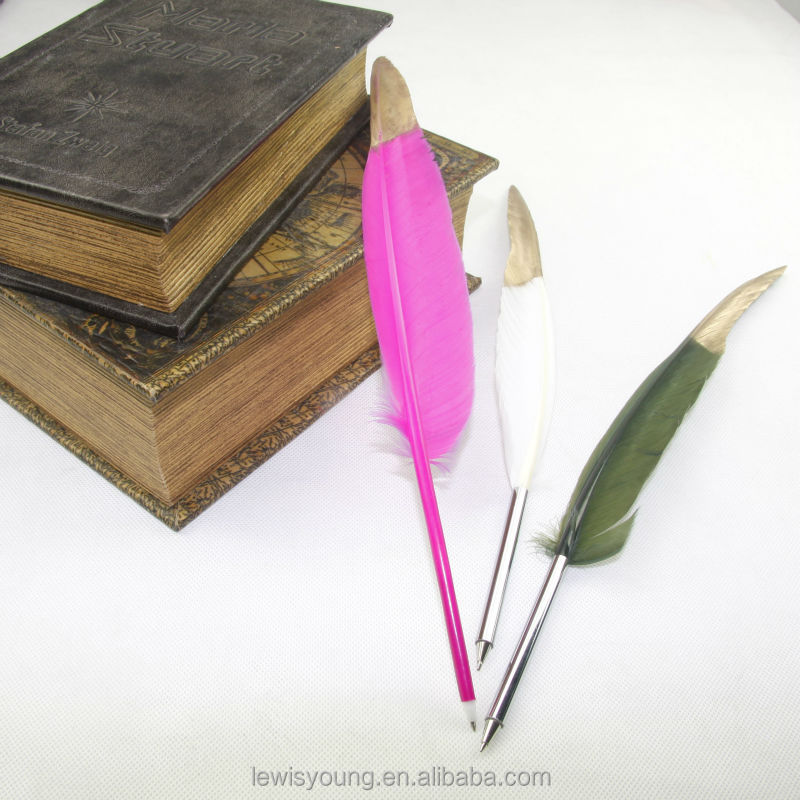 Gold Ball Pen Oliver Green Feather Pen, Pantone Color Design Bird Pen
