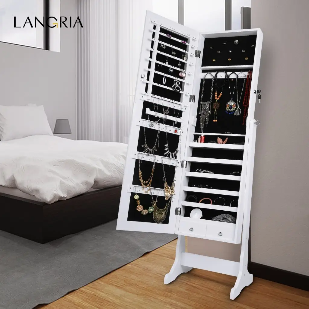 Floor Standing Jewelry Box With Full Length Mirror