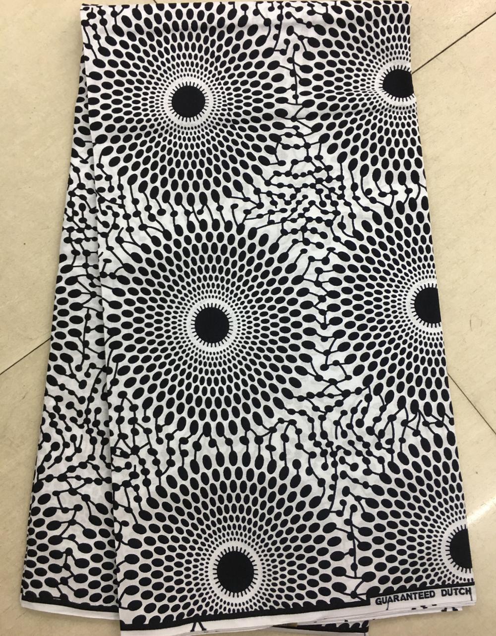 100% cotton 6 YARD black with white Guaranteed real wax block holland ankara african wax prints fabric