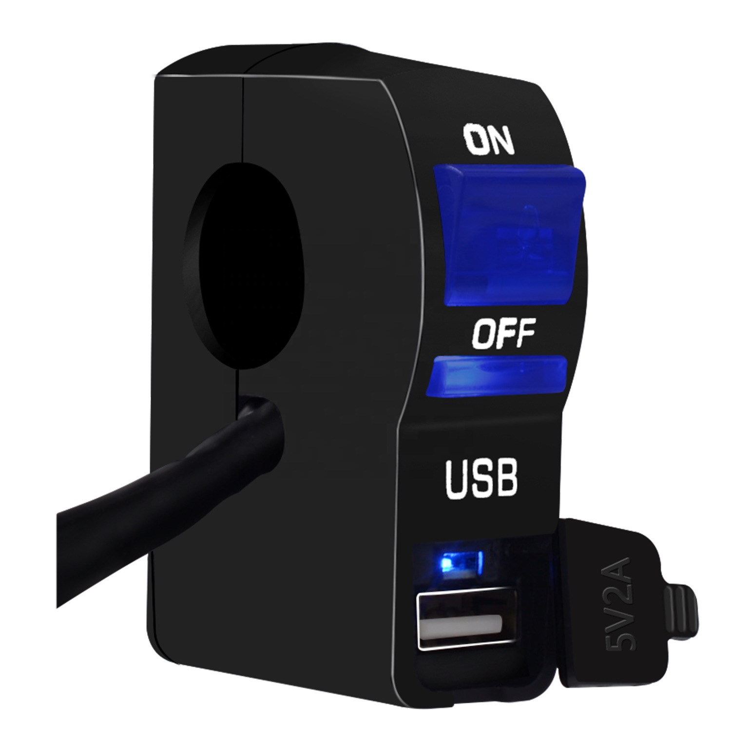 Горячий МОТОЦИКЛ Переключатель фары USB зарядка с лампой два в одном синий
