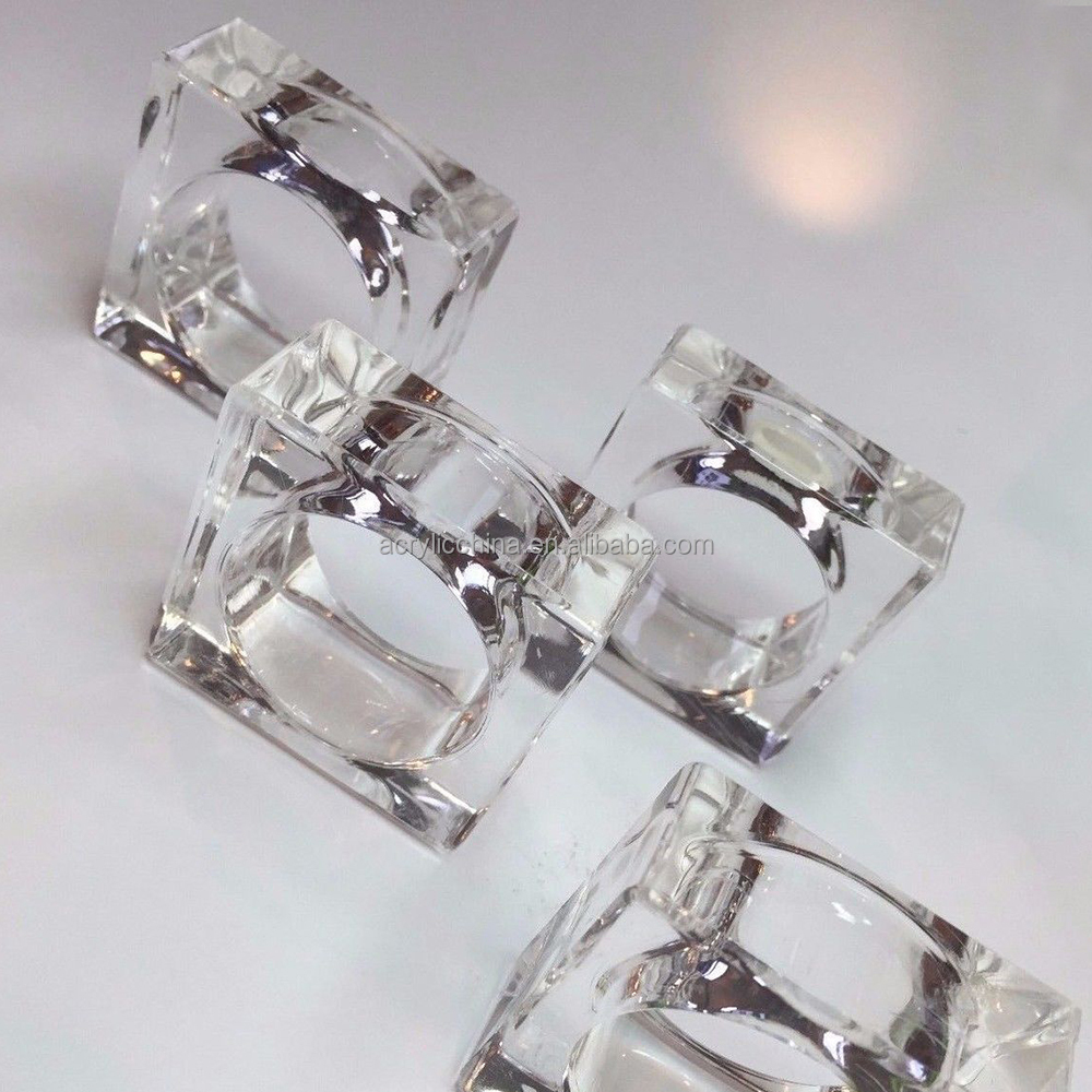 Simple Square Clear Acrylic Napkin Rings