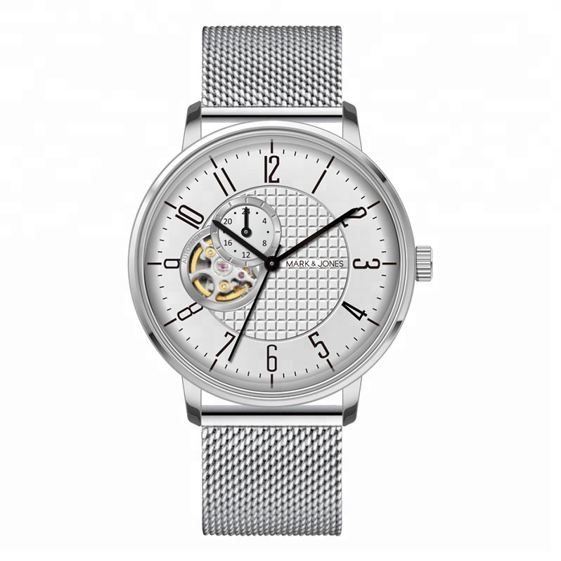 Mesh Band Skeleton Wrist Automatic Mechanical Watch