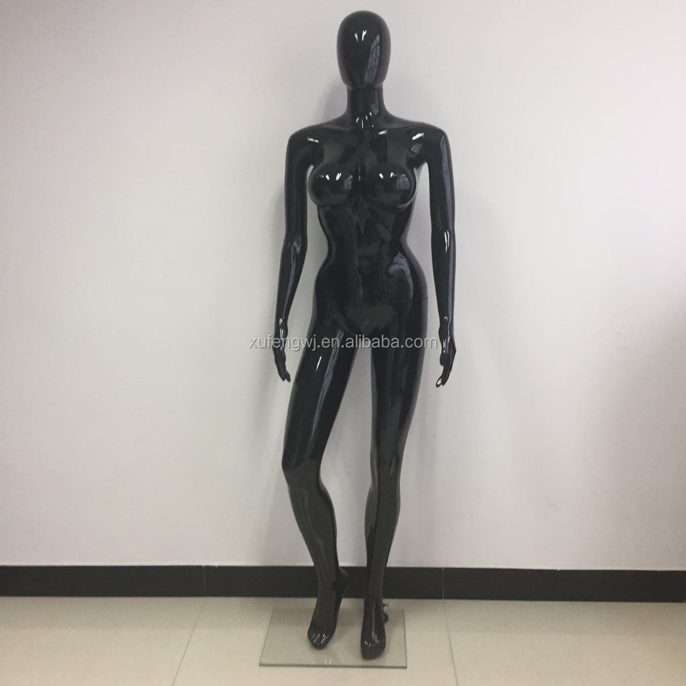 Clothing Display Model Fashion Standing Glossy Black Color Egg Head Big Busty Sexy Female Mannequin For Boutique