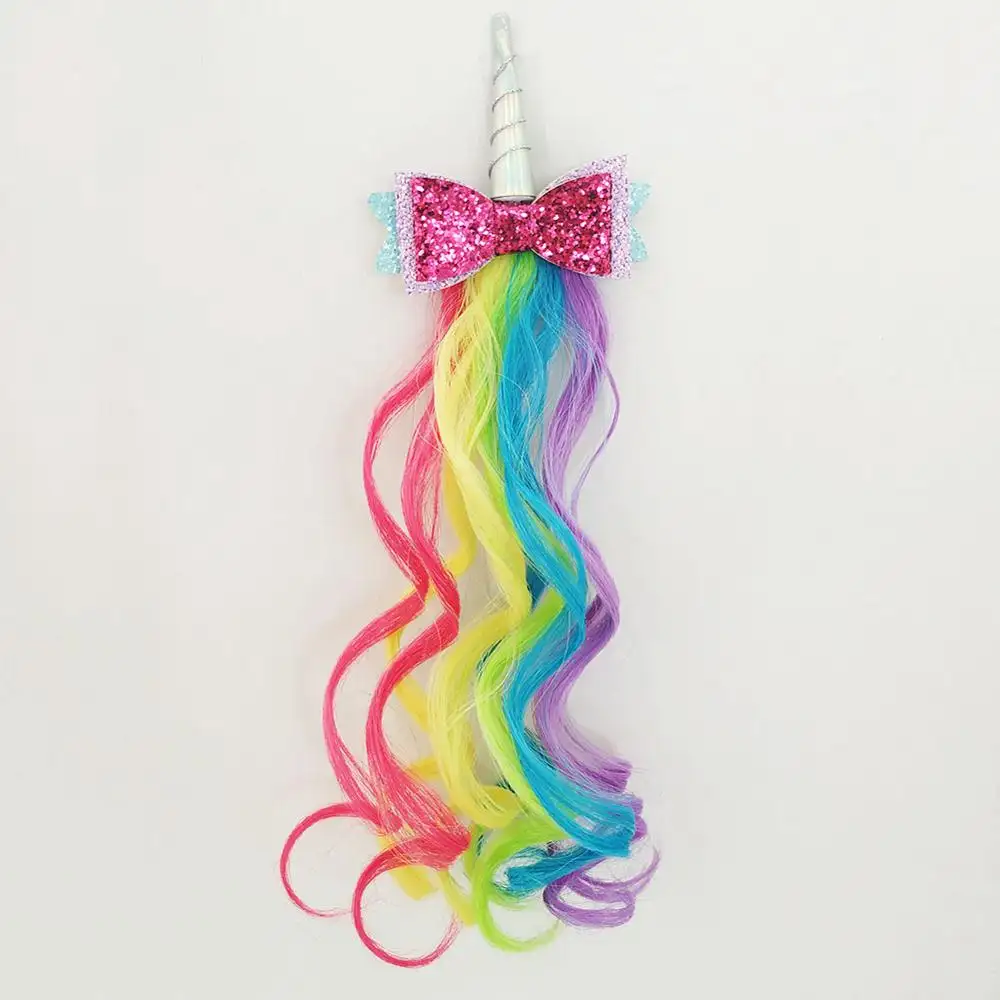 Decorative Hair Clip Unicorn Horn Girls Clip Hair Extensions For Kids Hair Accessories