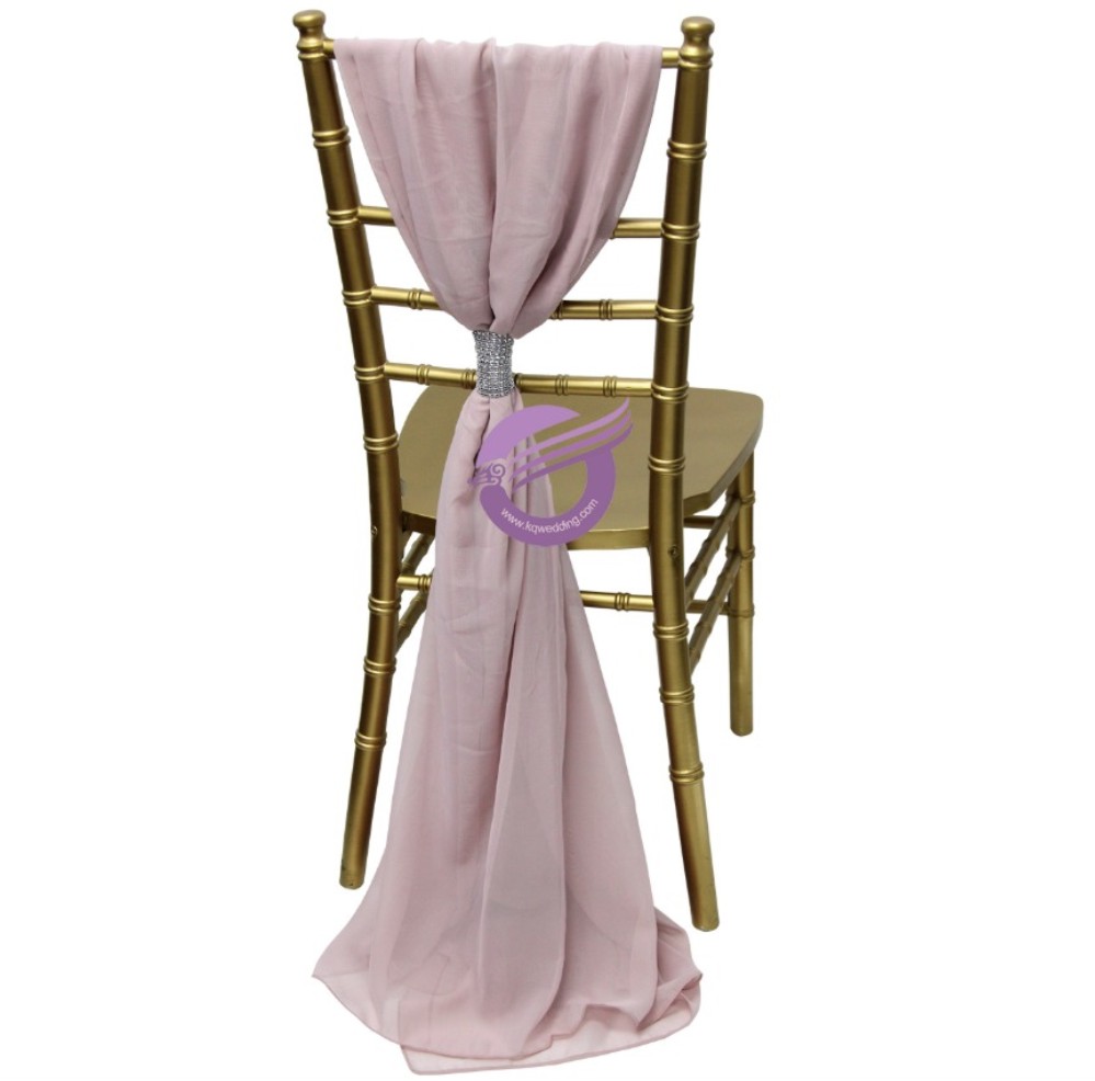 BS00662 Wholesale blush pink chair decoration chiffon wedding sash