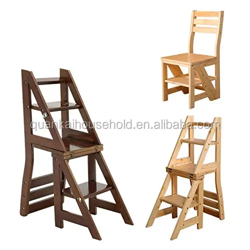 Bamboo Multi-functional Library Ladder Chair