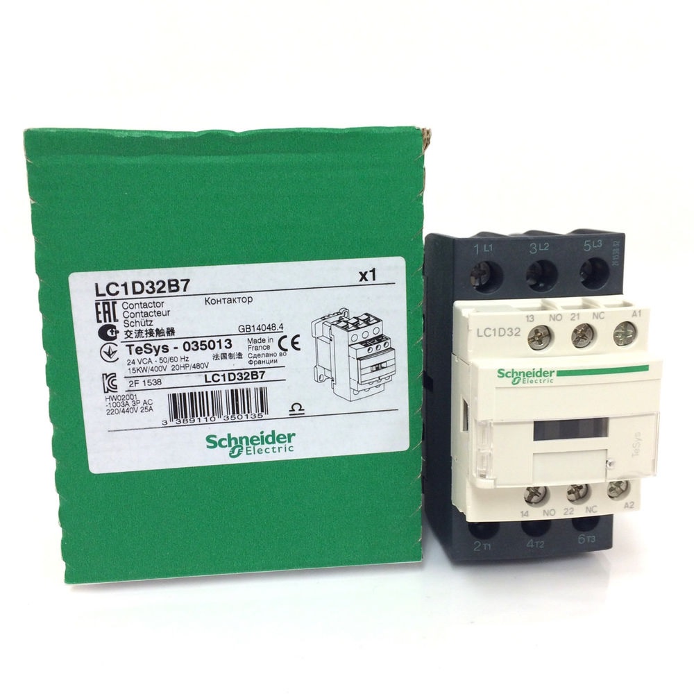 В наличии, контактор переменного тока LC1D32B7 3P 32A 24V tesys Schneider