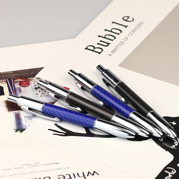 Pen Newest Blue Click Carbon Fiber Pen Carbon Finer Biro Pen
