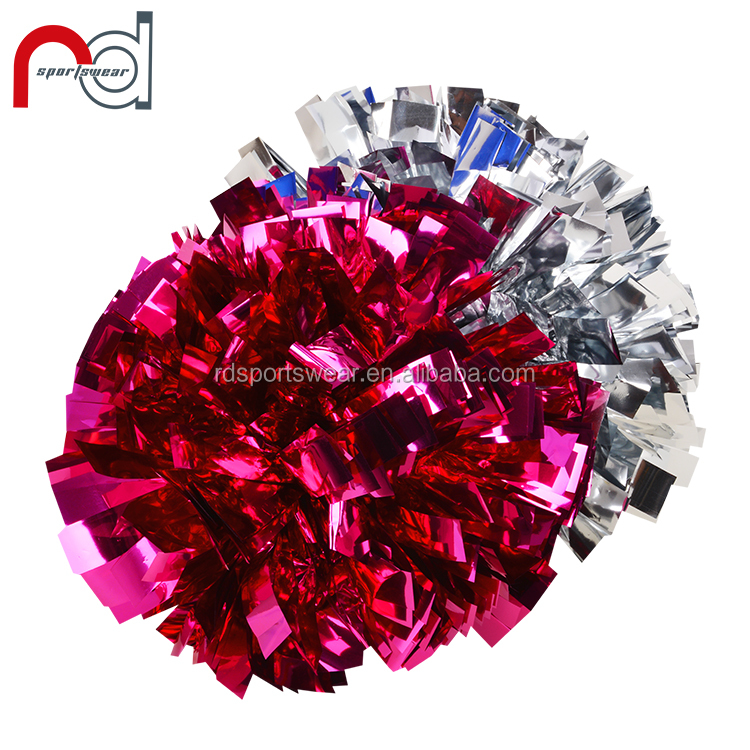 Смешанный цвет металлик весь cheering pom poms пластик cheer голографическая cheerleading pom
