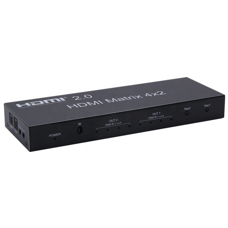 Матричные коммутаторы HDMI 2,0 с высоким разрешением 4x2 с выравниванием сигнала и аудио
