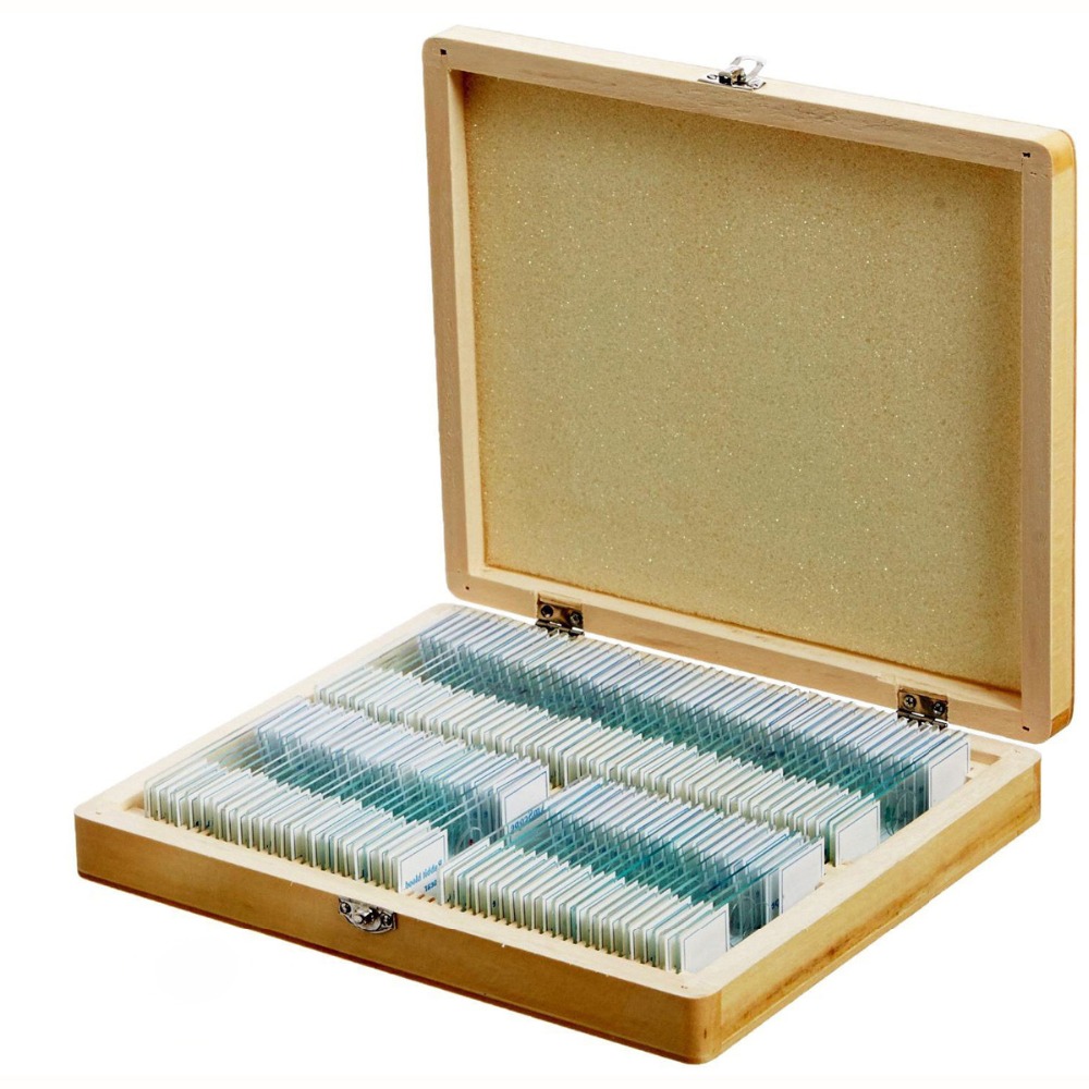 Wooden box set for 100 kinds Human Anatomy and histology prepared microscope slides