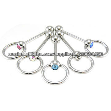 CZ Gem ведомый язык кольцо Украшения для тела