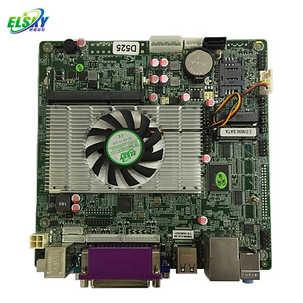 ATOM D525 Fanless мини-itx материнская плата с 1 LPT и 1 Lan ( 2 Lan вариант)