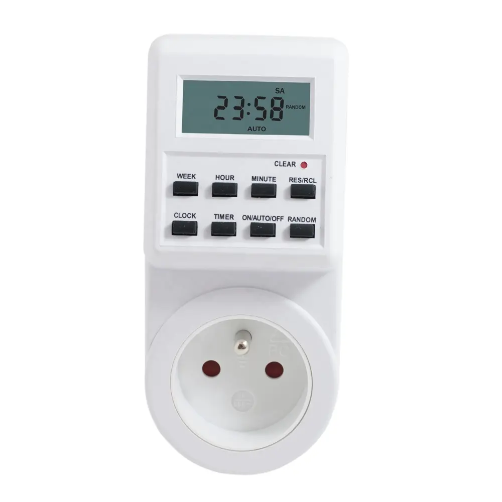 Digital programmable timer with 1.5 inch LCD display  kitchen  timer switch FR plug socket