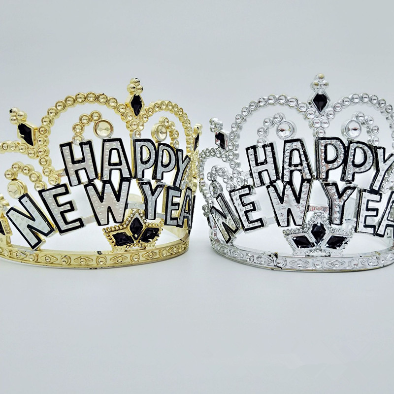 Happy New Year Holiday Tiara Crown Headband Sparkling New Year Party Accessories