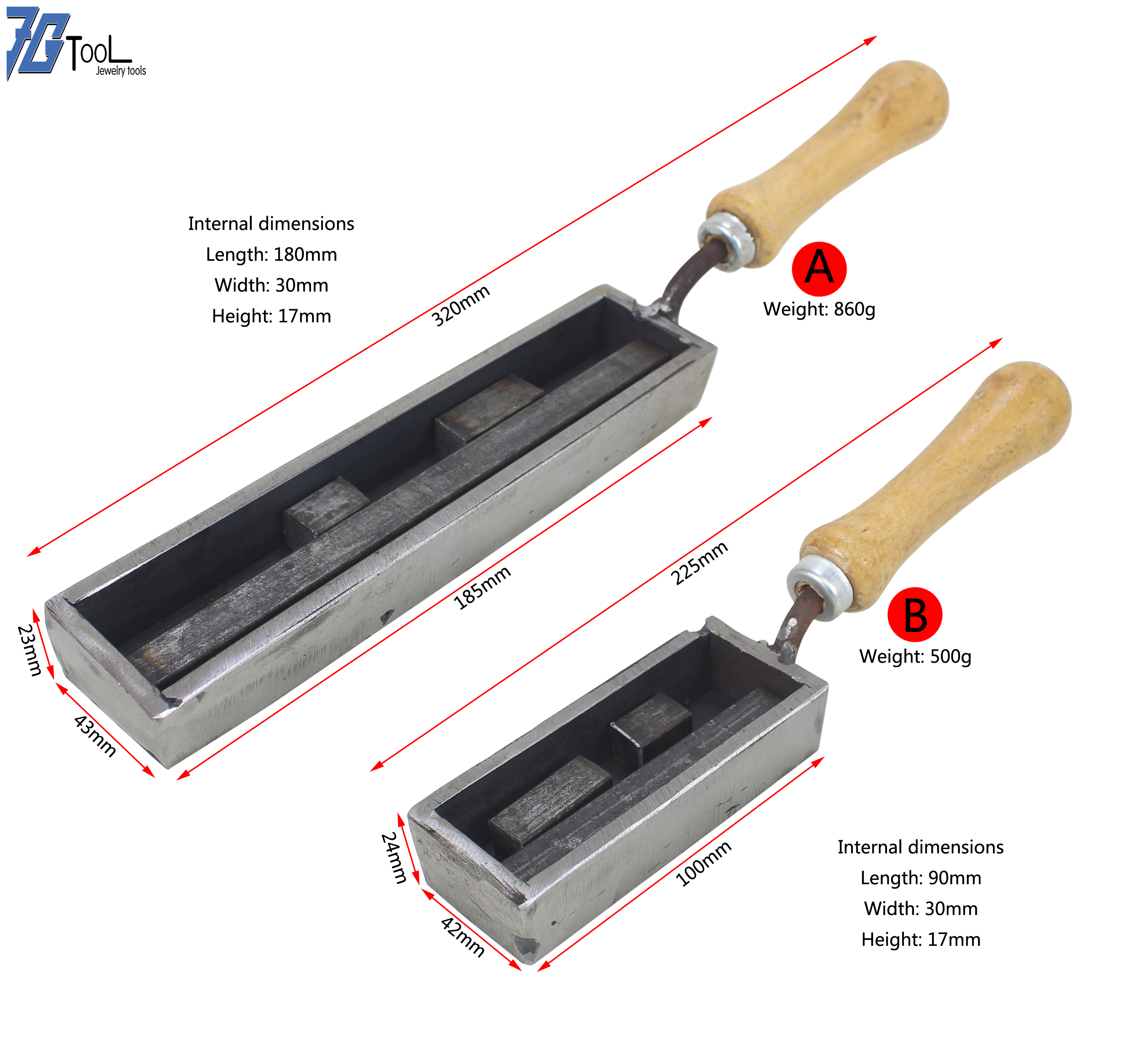 4 inch 7 inch Gold / silver / metal Molding groove Ingot mold Jewelry tools Size adjustable