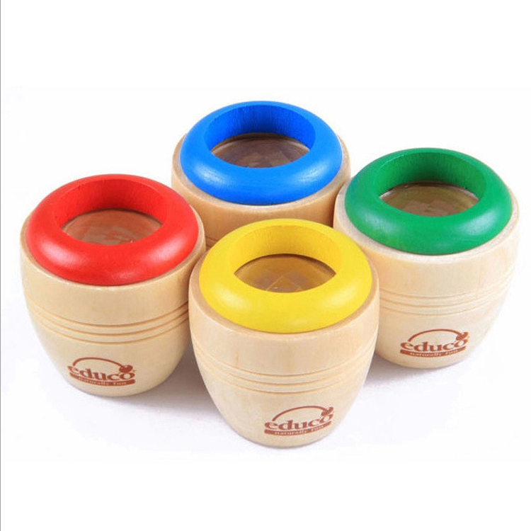 Customer Logo Child Wooden Kaleidoscope Polygon Mirror Magical Bee Eye Funny Toys