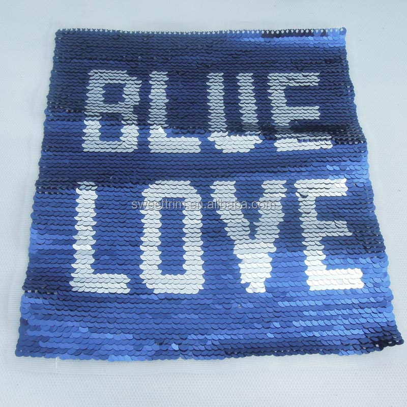 Нашивки с двусторонними блестками Blue Love для модной одежды