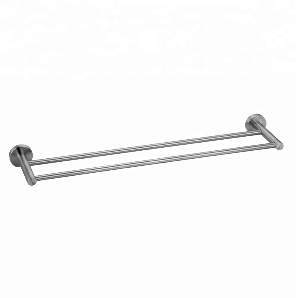 OEM/ODM Ningbo Manufacture 304 Stainless Steel Brushed Hardware Sets Wall Mounted Double Towel Rail Hanger