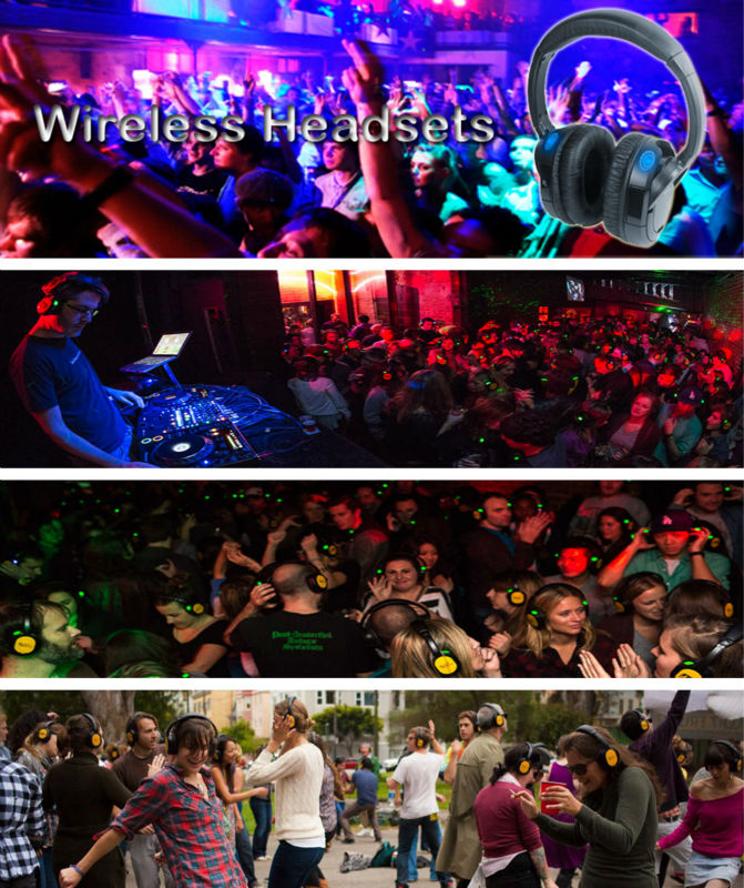 RF-606 wireless silent disco headphones with lithium battery