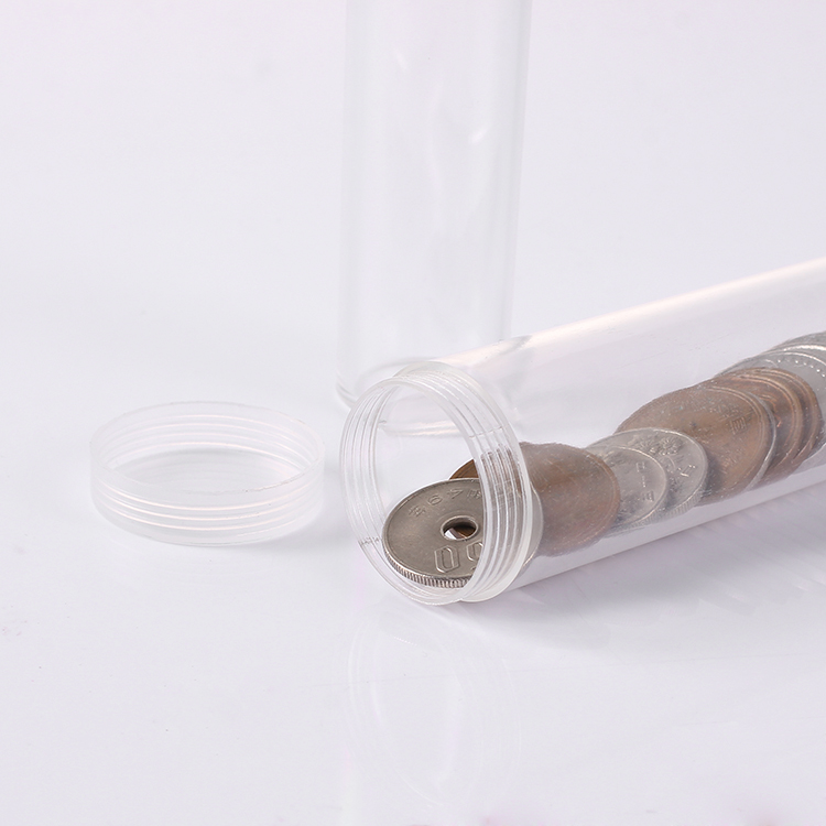 Transparent Coin Tube Plastic Coin Jar Packaging Saving Money Box