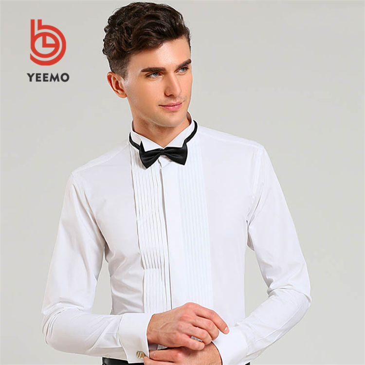 Yeemo оптовая продажа заводская цена с длинным рукавом белые мужские свадебное платье смокинг рубашки для мальчиков