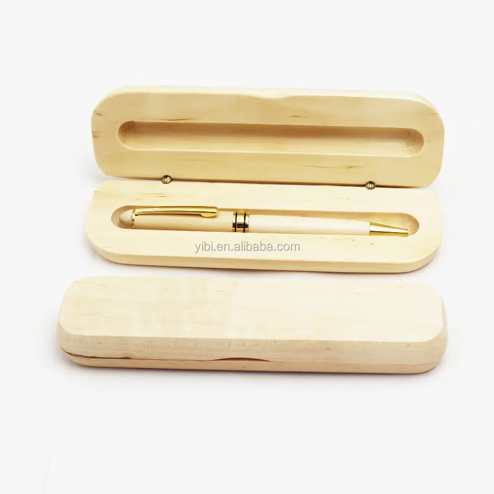 Pen JX-W061 Customized Logo Engraved Maple Wooden Ballpoint Wood Pen Kit Turning With Box As Gift Set
