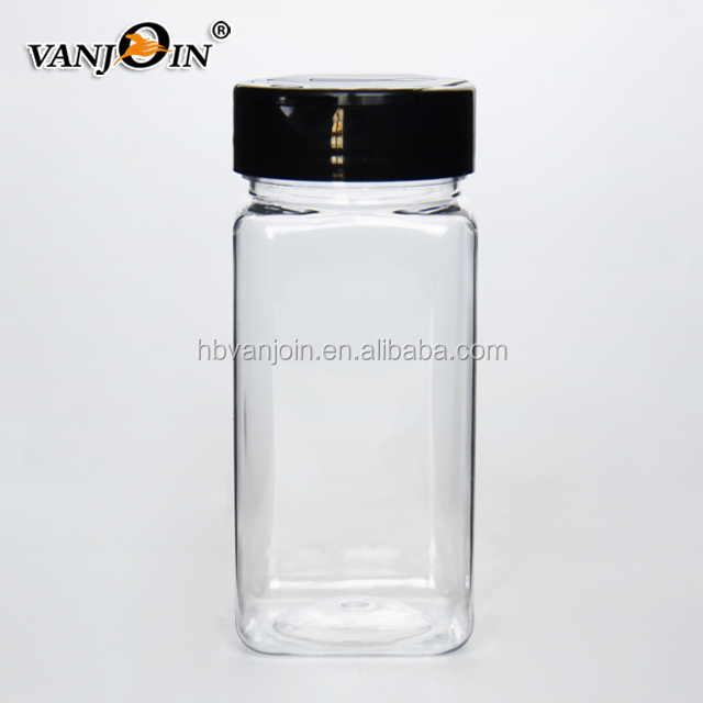 Empty Square shape 9oz plastic Spice Jar Set with Chalkboard Labels