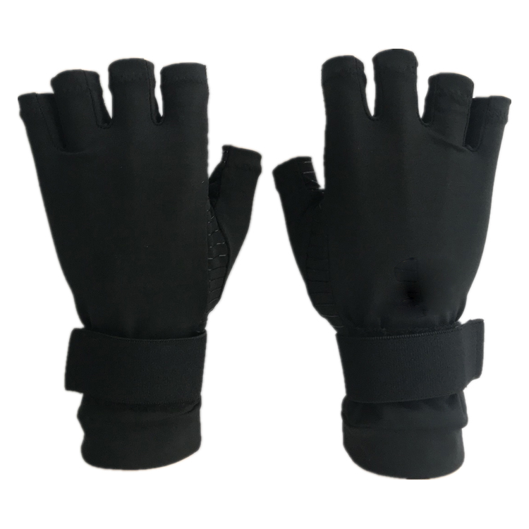 Медный нейлон Infused компрессионные Half Finger артрит Спорт тренажерный зал перчатки с запястья обёрточная бумага