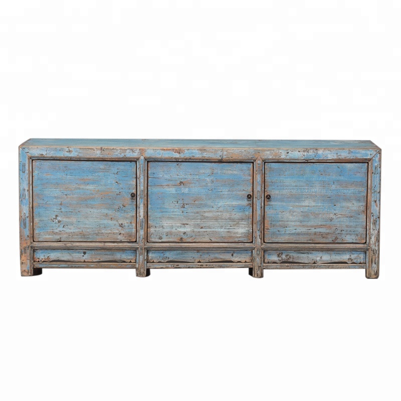 Solid pine wood antique dry blue chinese wood furniture