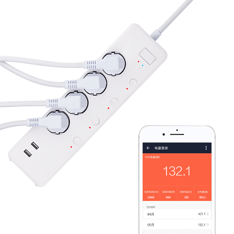 Приложение Smart Life Wi-Fi пульт дистанционного управления ЕС интеллектуального питания по пропилен-каучука прокладки с USB поддержка голосового управления и статистикой мощности