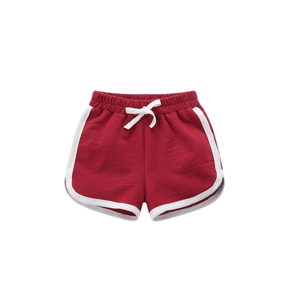 New Style Wholesale 100% Cotton Jersey Drawstring Blank Elastic Waist With Side Stripe Fitness Sport Gym Baby Girls Yoga Shorts