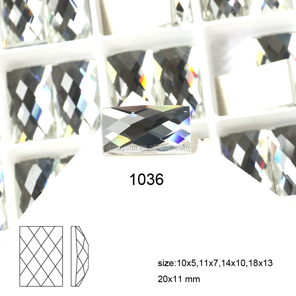Wholesale Rectangle Shape Glass Mirror Stone Net Surface Flat Back Crystal Beads