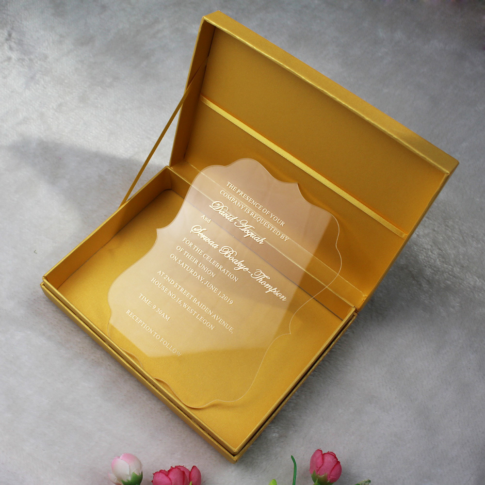 Luxury Custom Logo Colorful Hardcover Box for Wedding Clear Acrylic Invitation Jewelry Gift Package