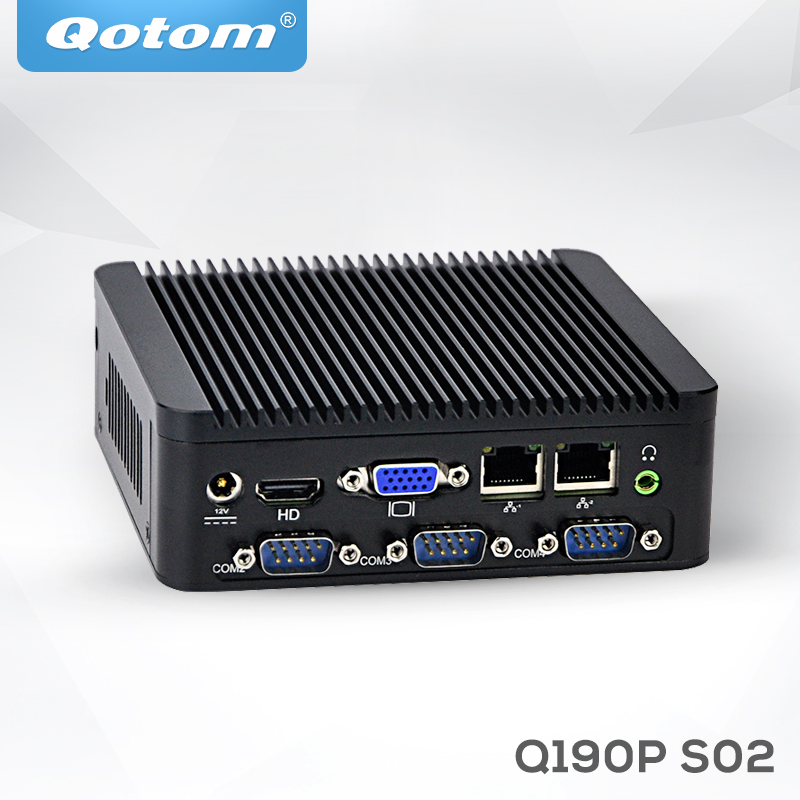 Безвентиляторный J1900 Dual lan тонкий клиентский ПК четырехъядерный 12 в мини-компьютер 4 RS232